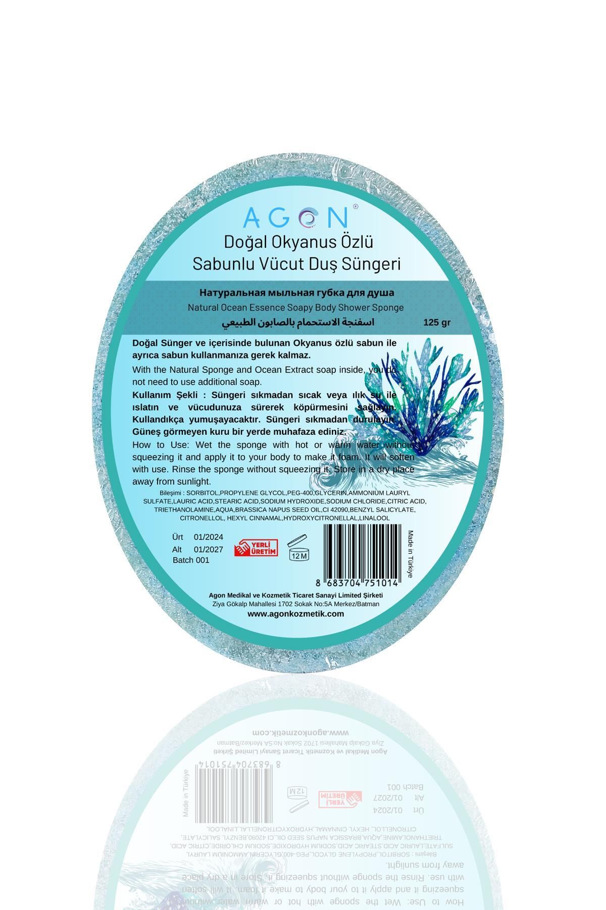 Agon Doğal El Yapımı Okyanus Özlü Sabunlu Vücut Duş Süngeri 125 gr