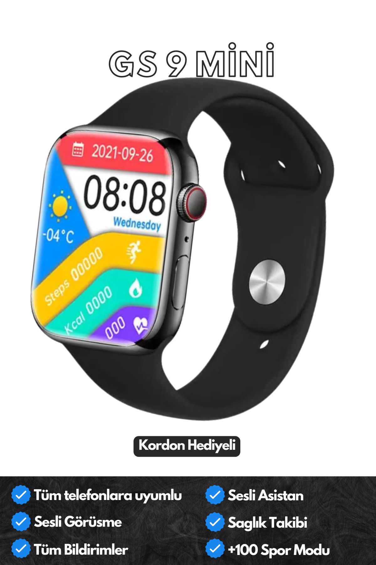 Favors Watch 9 Mini Gs9 41 Mm Akıllı Saat Iphone Ve Android Tüm Telefonlara Uyumlu Bildirim/Sesli Görüşme