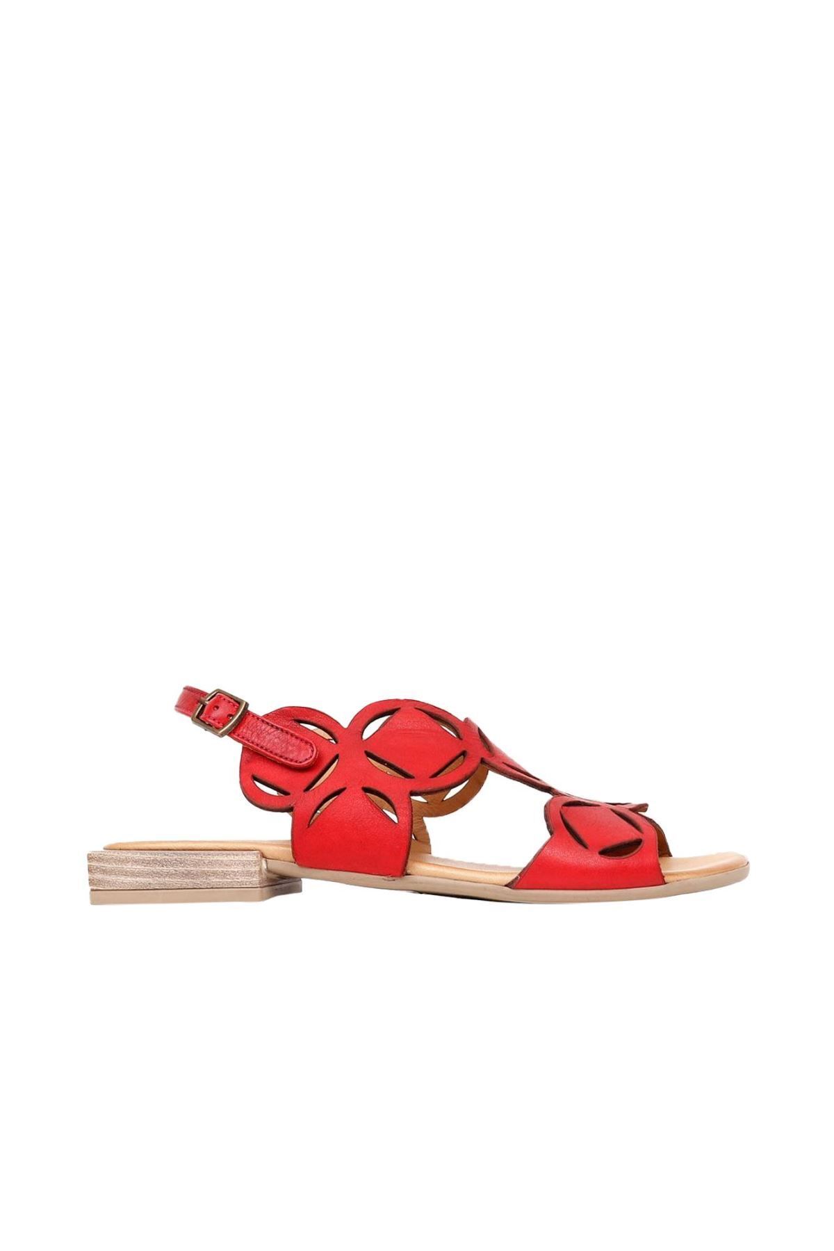 BUENO Shoes Kırmızı Deri Kadın Sandalet