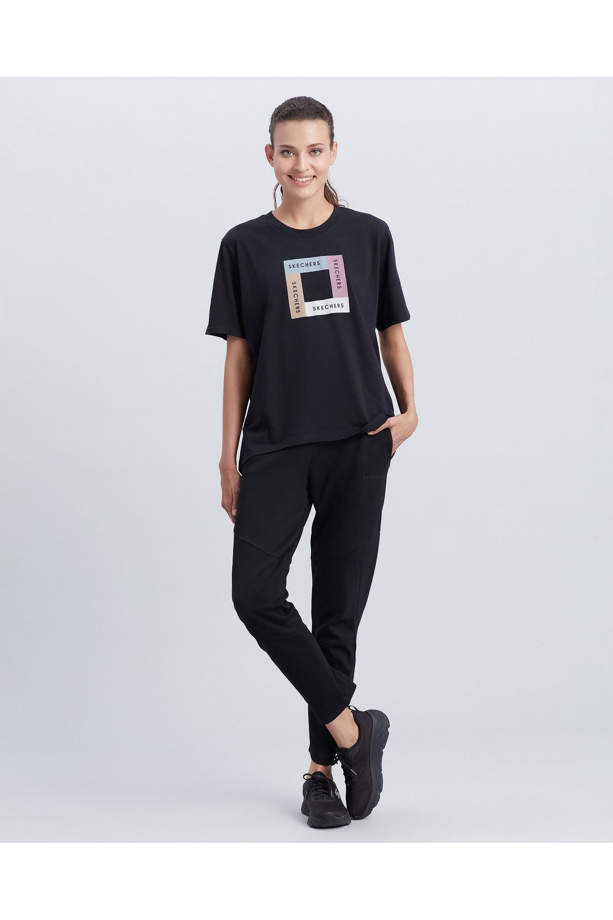 Skechers W Asymmetric T-shirt Kadın Siyah Tshirt S212932-001