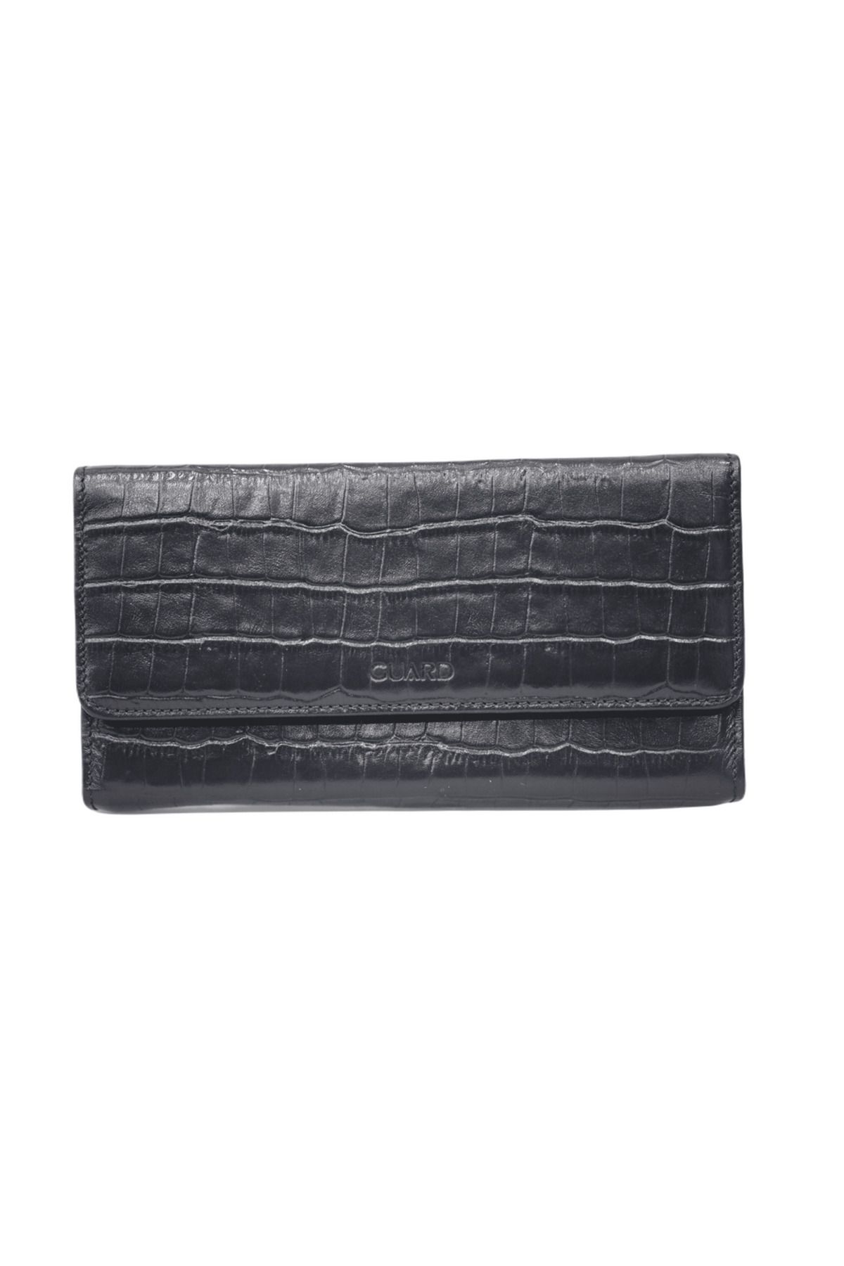 GUARD Siyah Croco Baskılı Çek çantası/ El çantası