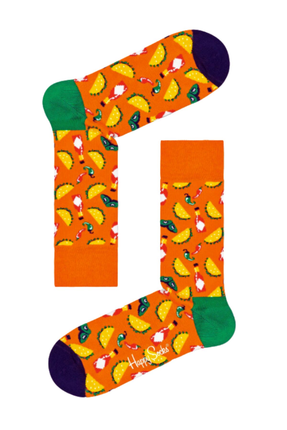 Happy Socks İthal Özel Seri Unisex Happy Socks Orange Taco Sock Renkli Soket Çorap Dikişsiz