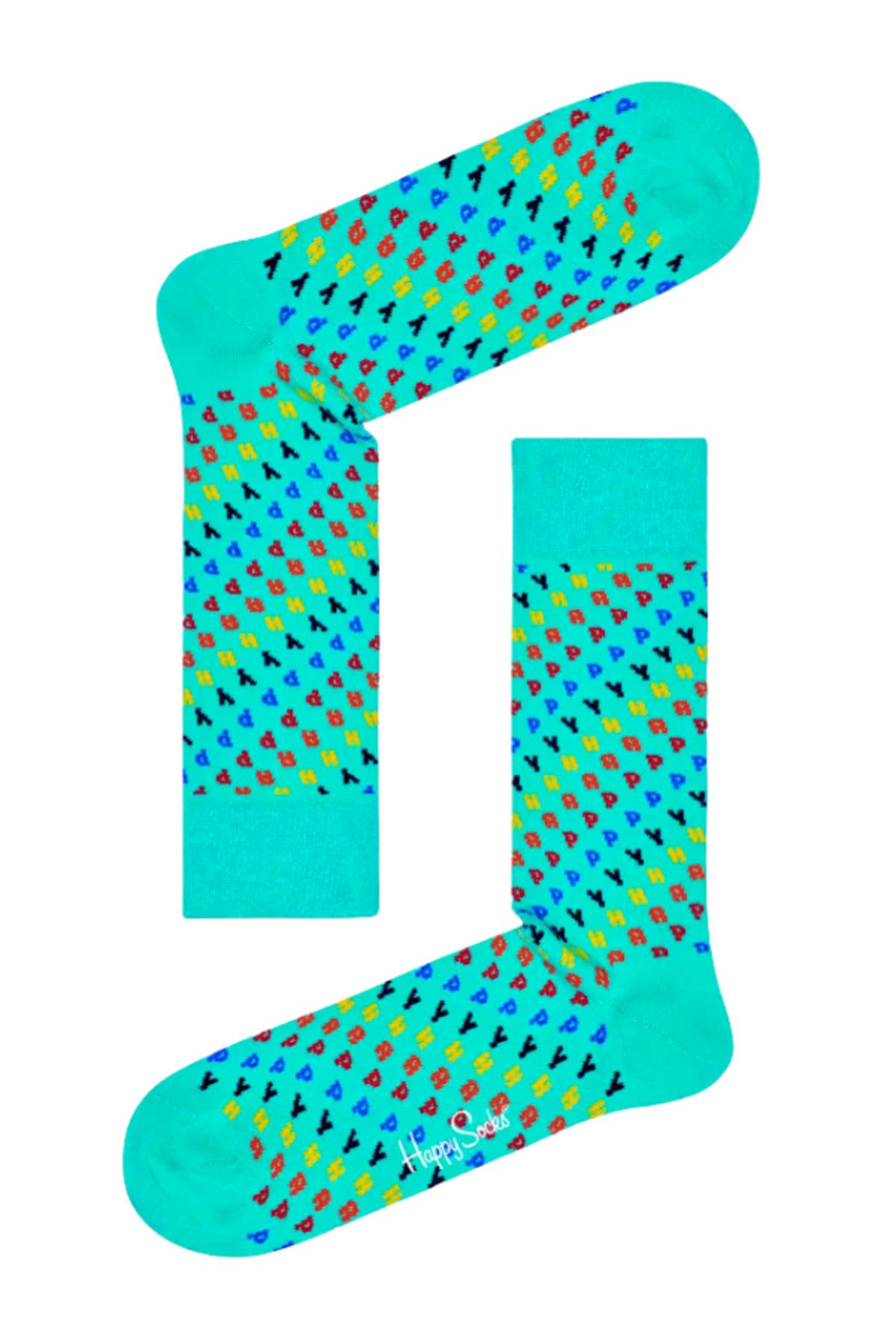 Happy Socks İthal Özel Seri Unisex Happy Socks Happy Turquoise Sock Renkli Soket Çorap Dikişsiz