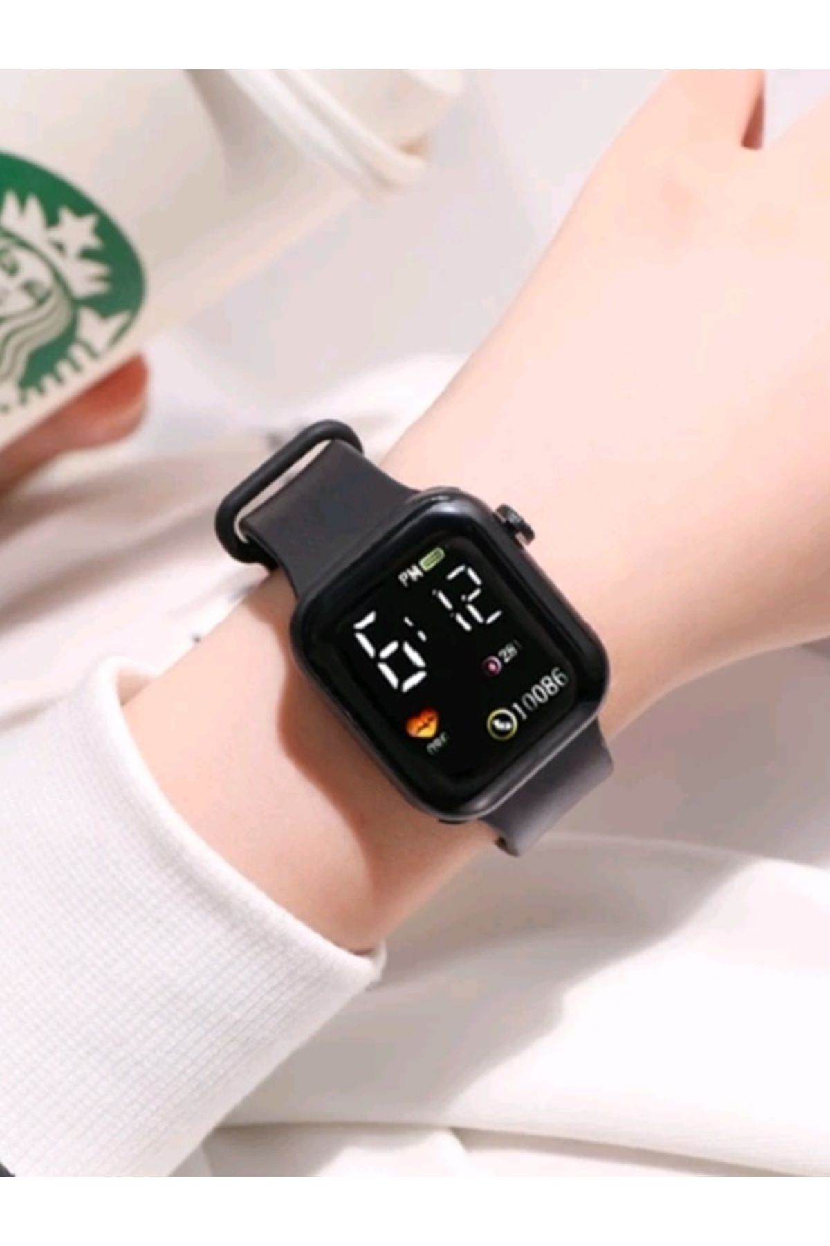 Shisa Jewel Siyah elektronik C002 kol saati LED dijital akıllı spor izle aydınlık kare arama kadın için. (60)