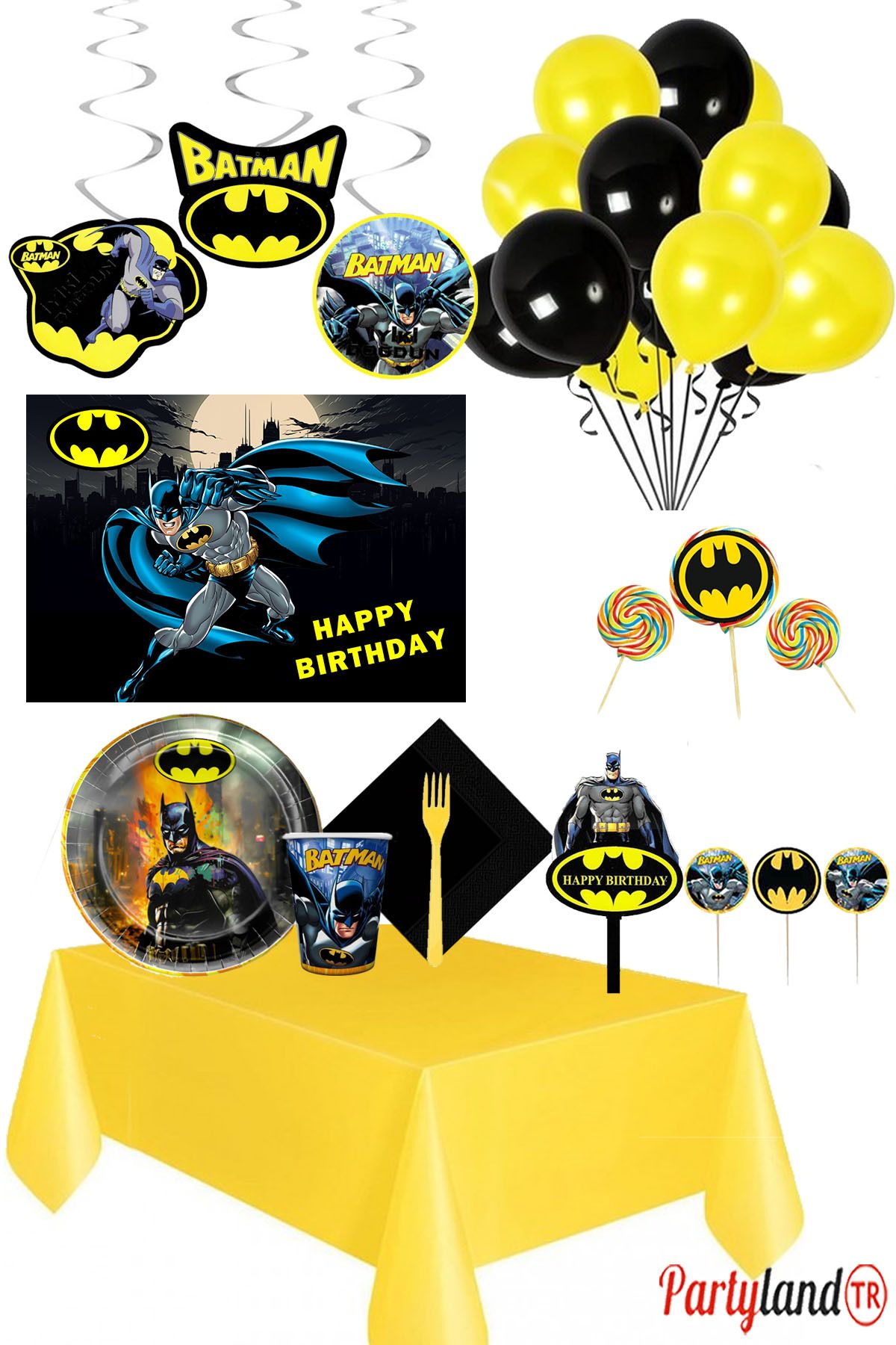 Batman Partylandtr Sosyete Şekerli 16 Kişilik Doğum Günü Parti Seti