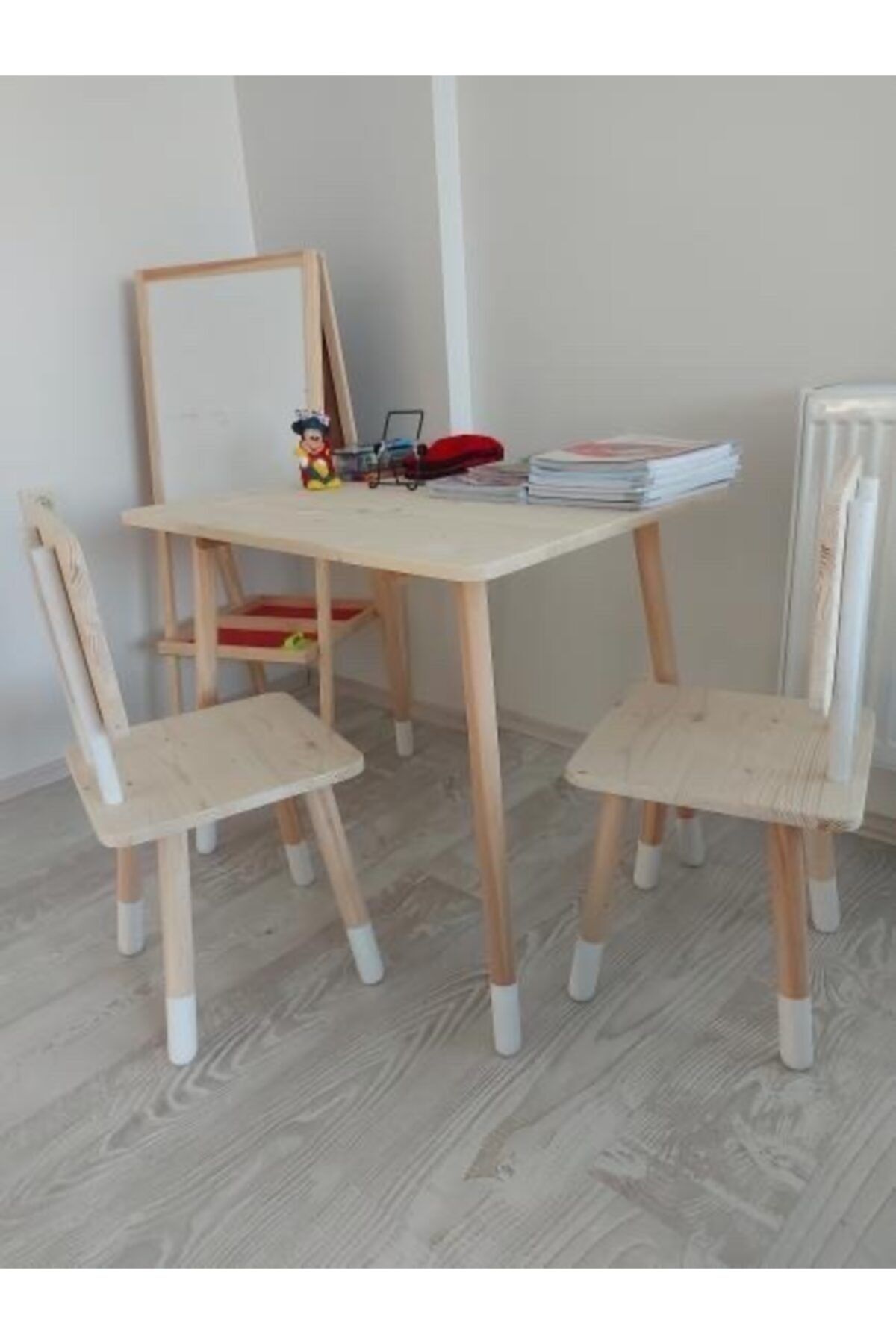 MrtAhşap Montessori Çalışma Masası Ve 2 Adet Sandalye (masif Ahşaptan)