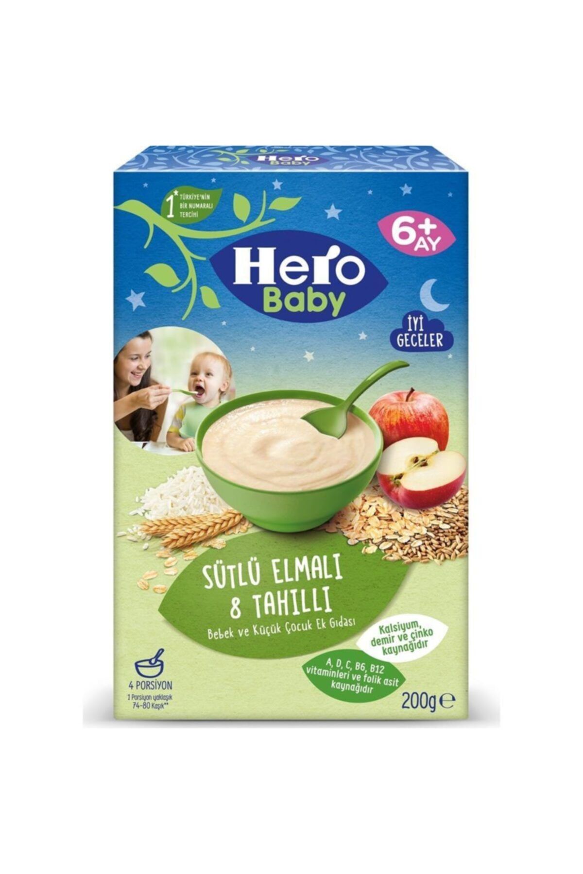 Hero Baby Sütlü Elmalı 8 Tahıllı Ek Gıda 200 gr