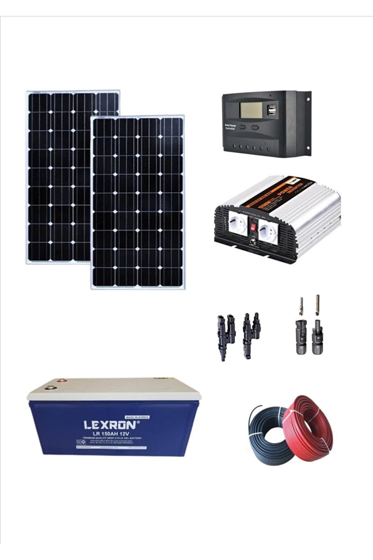isos enerji Mini Güneş Enerjili Karavan Sistemi 2x205 Watt Monokristal Güneş Panelli