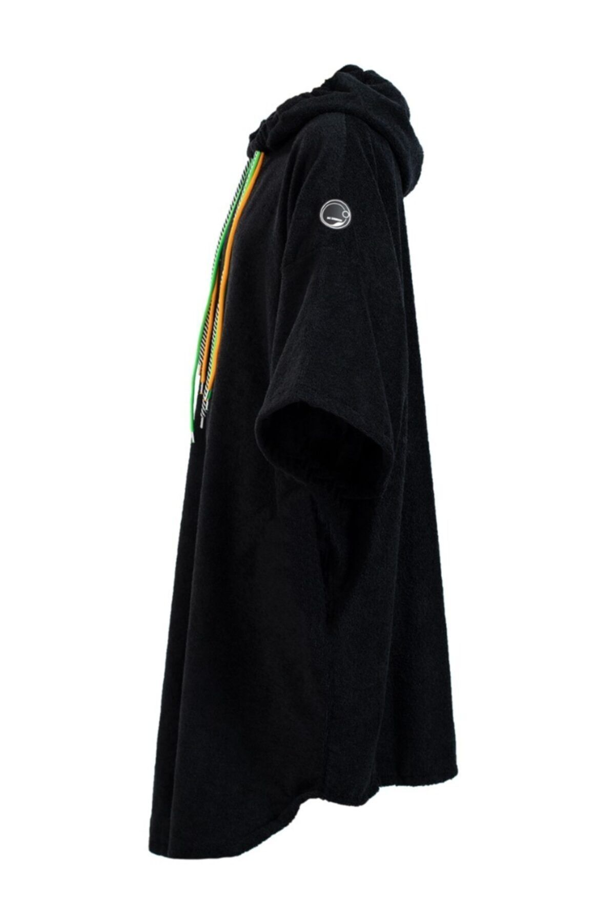 Genel Markalar Renkli Kordon Detaylı Siyah Düz Unisex Panço