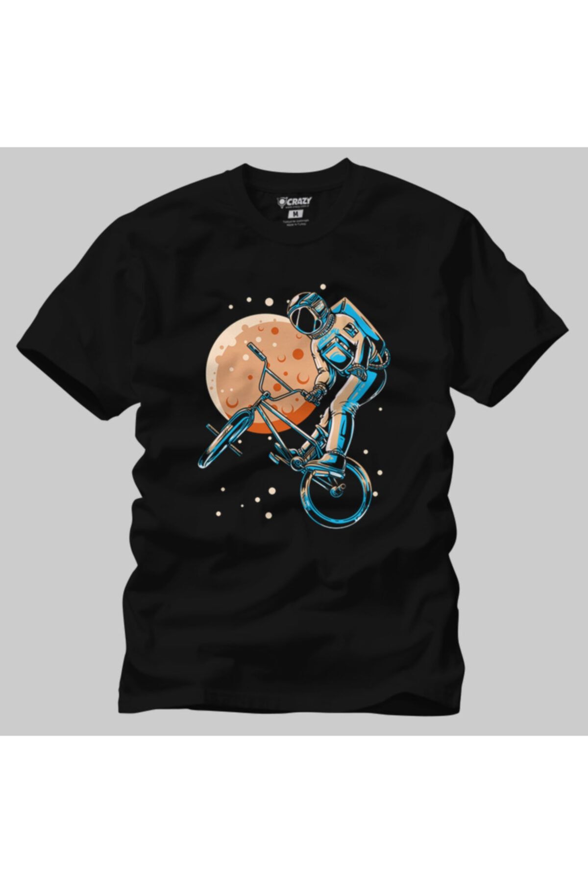 Crazy Astronaut Bmx Moon Space Biker Erkek Tişört