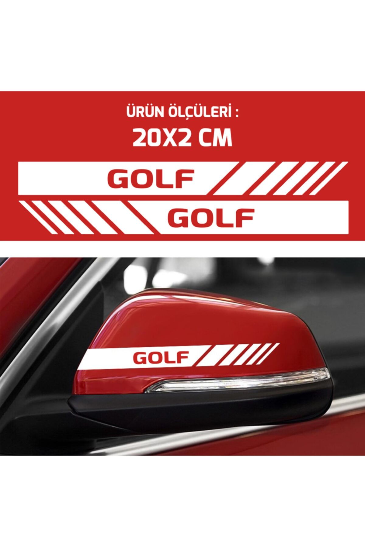 Sticker Sepetim Volkswagen Golf Beyaz Ayna Şerit Sağ Sol Ikili Oto Sticker Seti