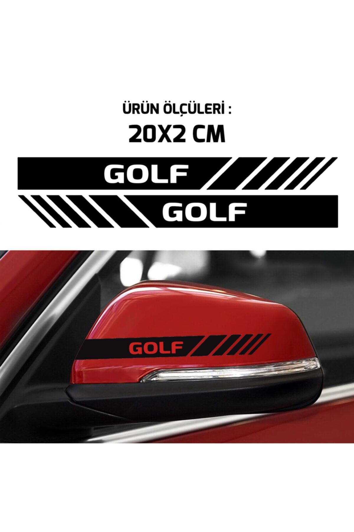 Sticker Sepetim Volkswagen Golf Siyah Ayna Şerit Sağ Sol Ikili Oto Sticker Seti