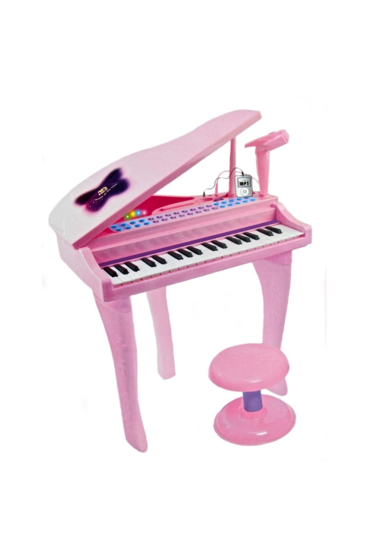 Vardem 37 Tuşlu Mini Piano Mikrofonlu Ve Tabureli Çocuk Piyano Pembe-88022