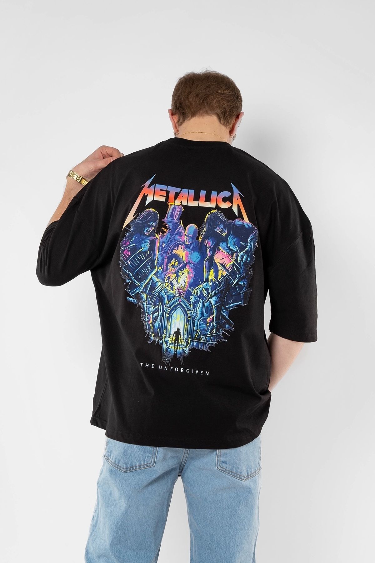 Sekizbiraltı Metallica Unforgiven Baskılı Siyah Oversize Unisex Tshirt