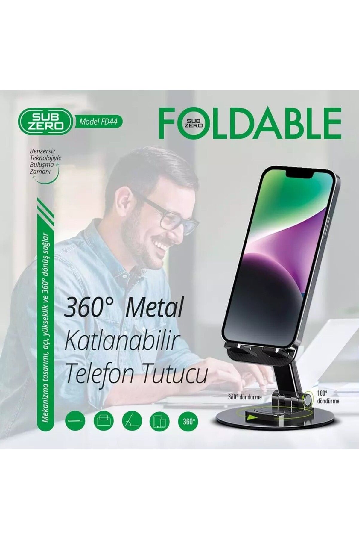 Subzero FD44 Metal Masa Üstü Telefon-Tablet Tutacagı 360 Derece Döner