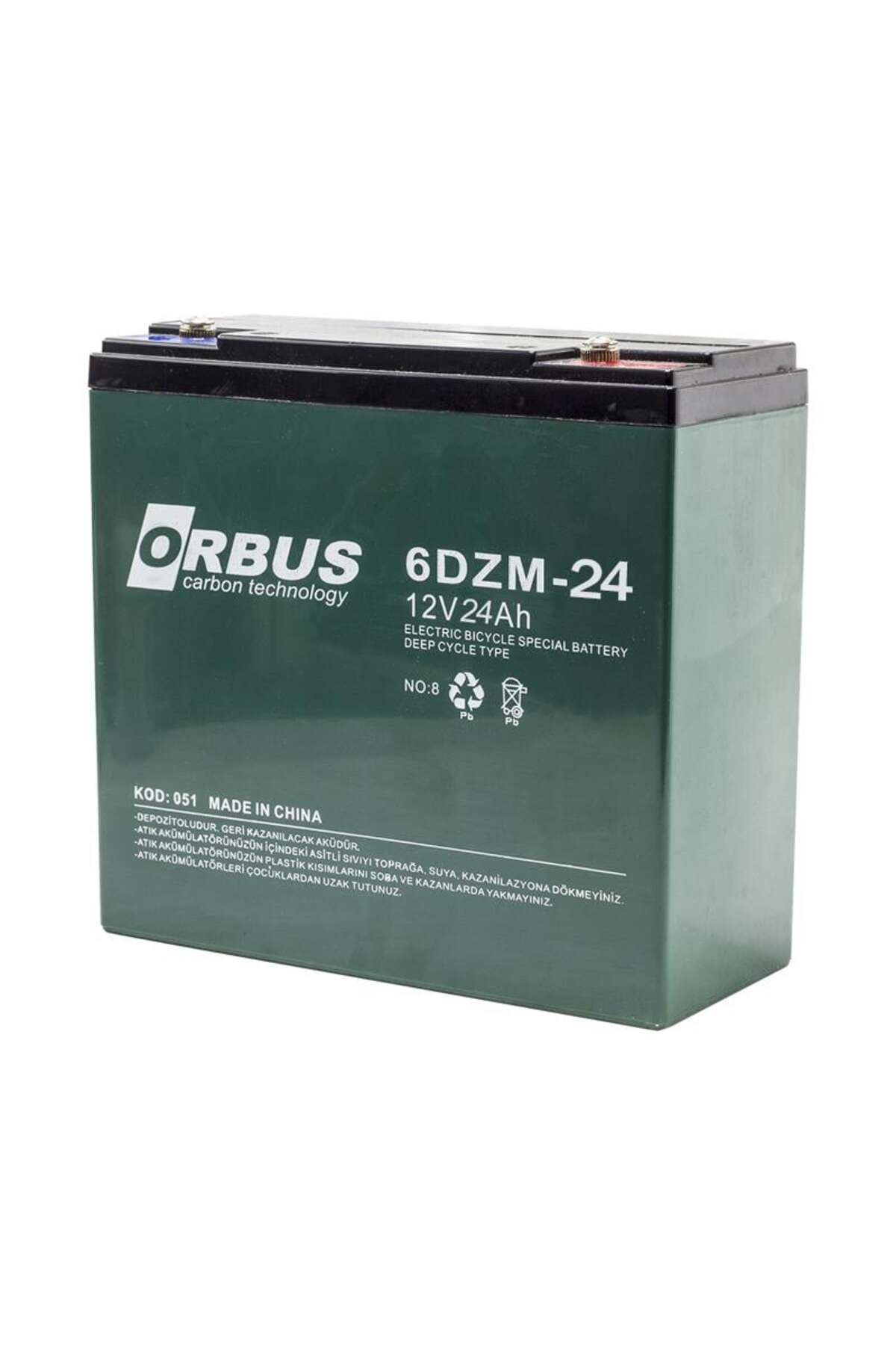 ORBUS 6dzm-24 12 Volt - 24 Amper Elektrikli Bisiklet Aküsü (180 X 76 X 167 MM)
