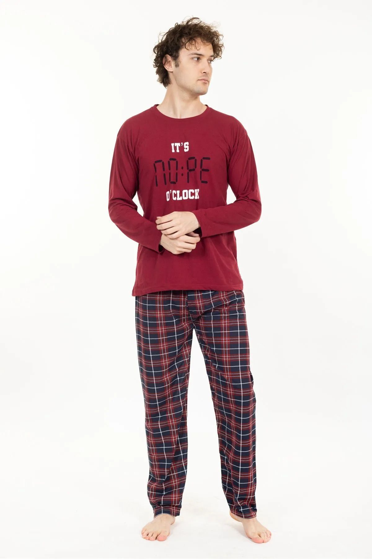 Leyal İç Giyim Erkek Pamuklu Cepsiz Ekose Desenli Pijama Altı Eşofman