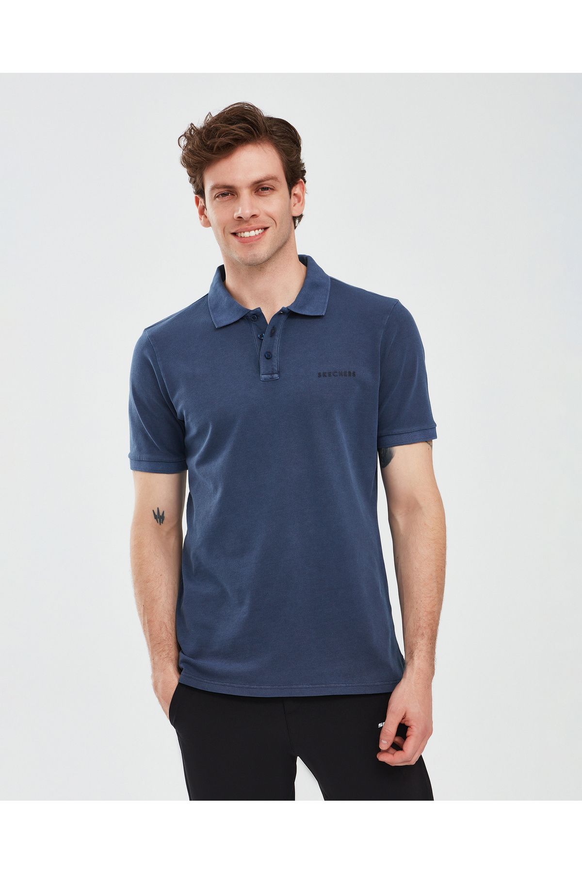 Skechers Organic Coll. M Short Sleeve Polo Shirt Erkek Lacivert Polo Yaka Tshirt S241165-410