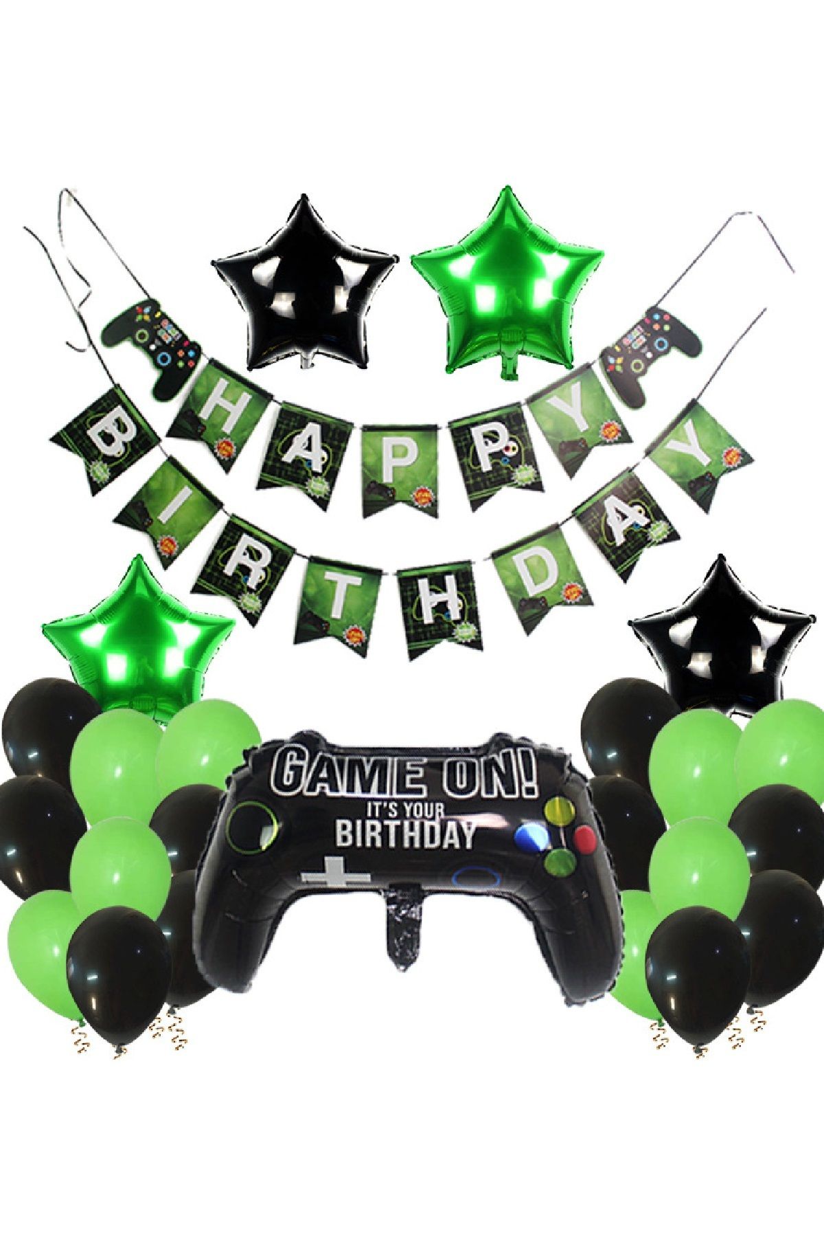 PartiMix Gamer Oyuncu Temalı Doğum Günü Parti Seti Malzemeleri Ve Balonları