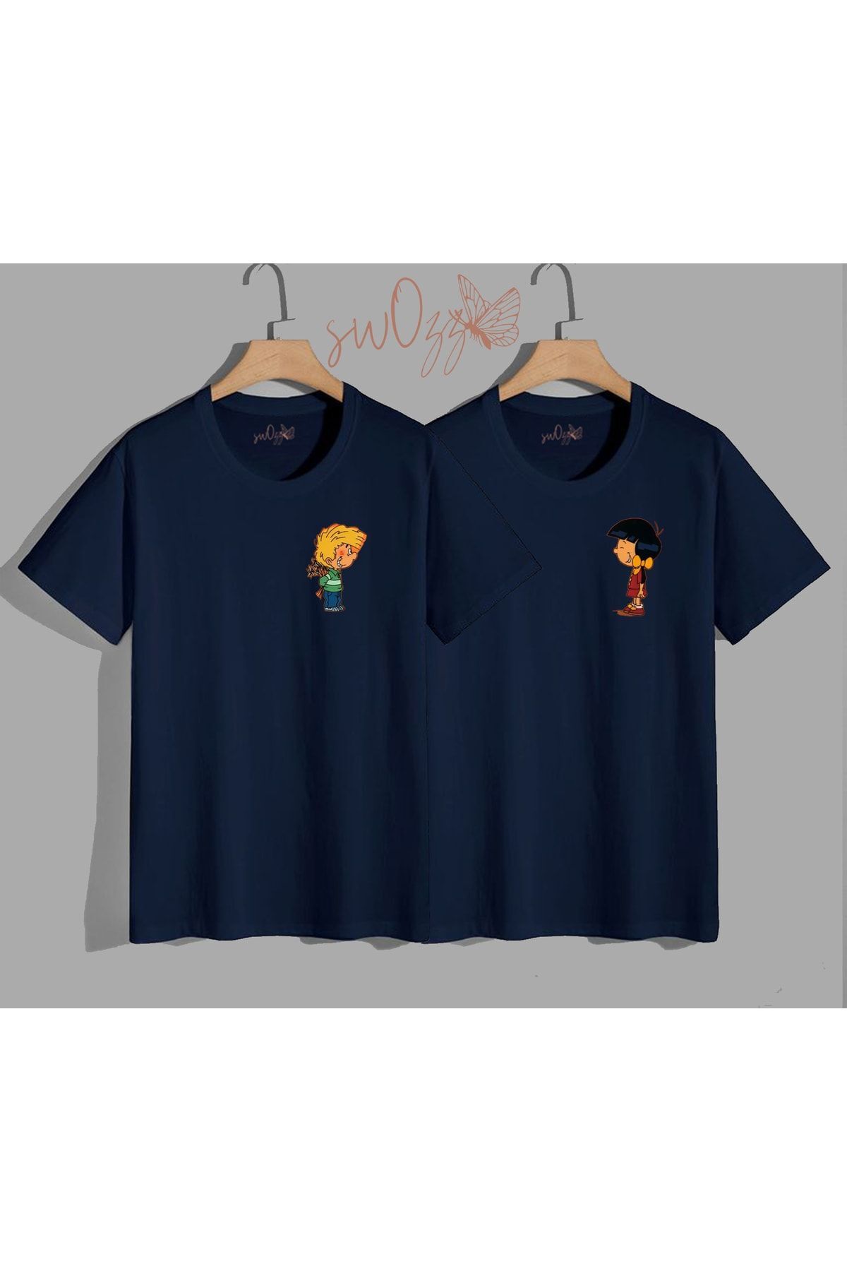 swOzz Cedric Ve Chen Baskılı Sevgili Tişört Kombini Çift Tshirt 2 Adet