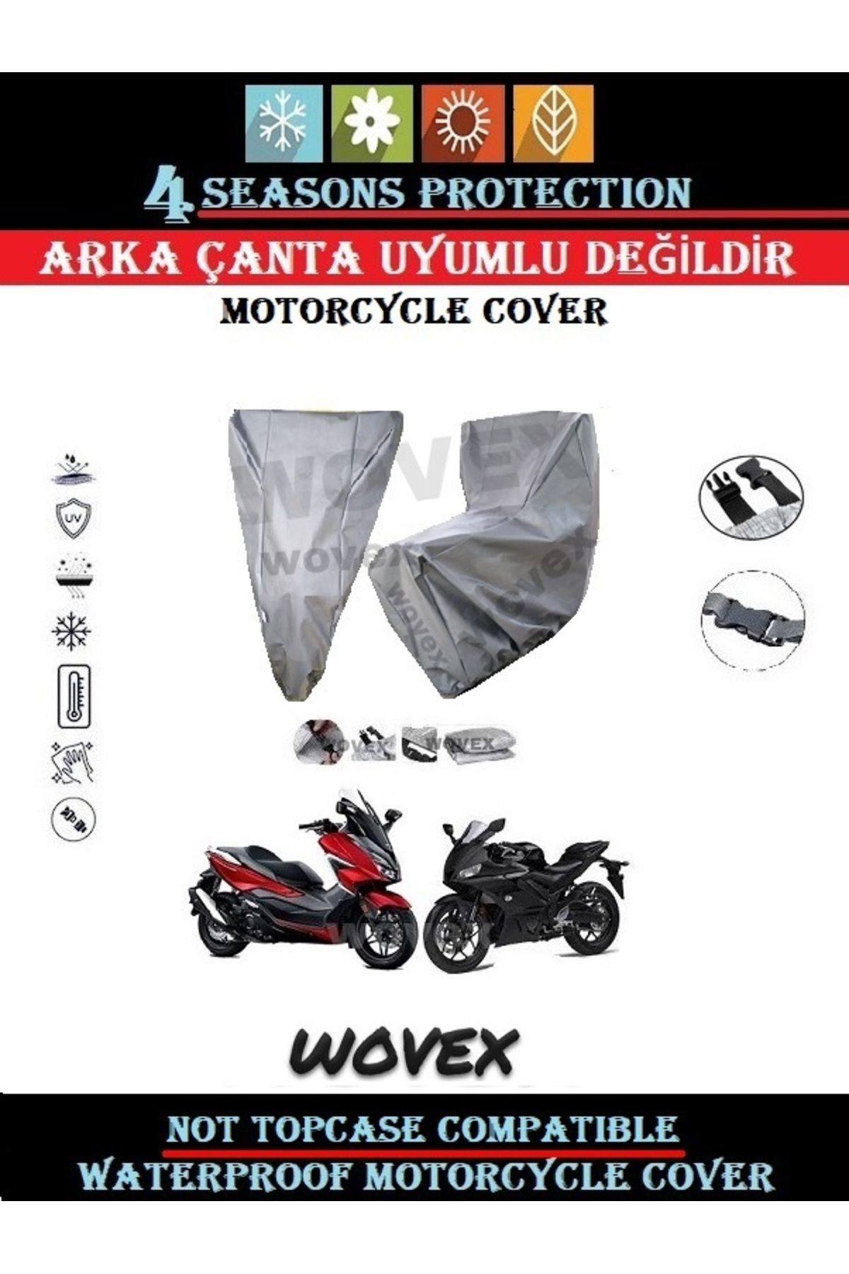 wovex MOTOLUX Efsane 50 Uyumlu Motosiklet Brandası,Branda,Örtü