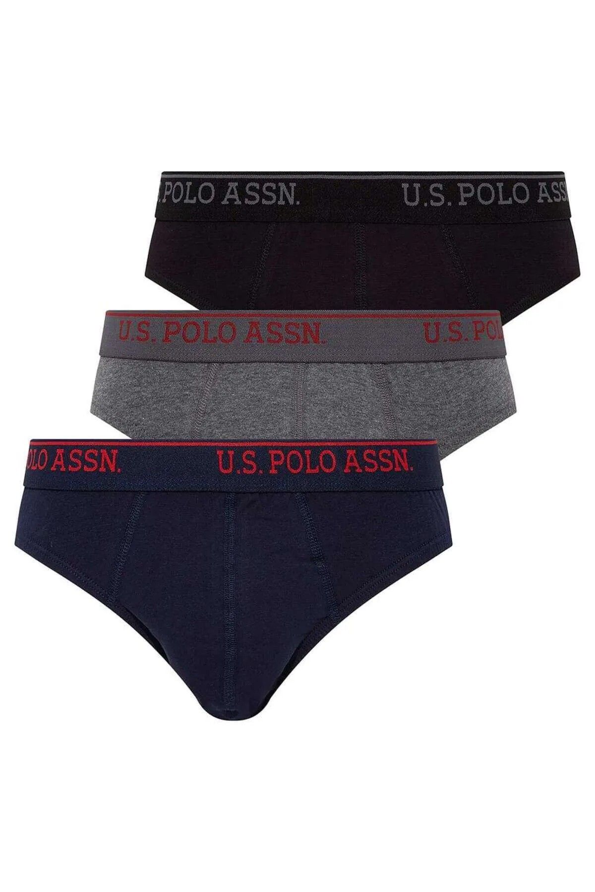 U.S. Polo Assn. U.S. Polo Assn. Erkek 3'lü Slip Siyah - Antrasit - Lacivert