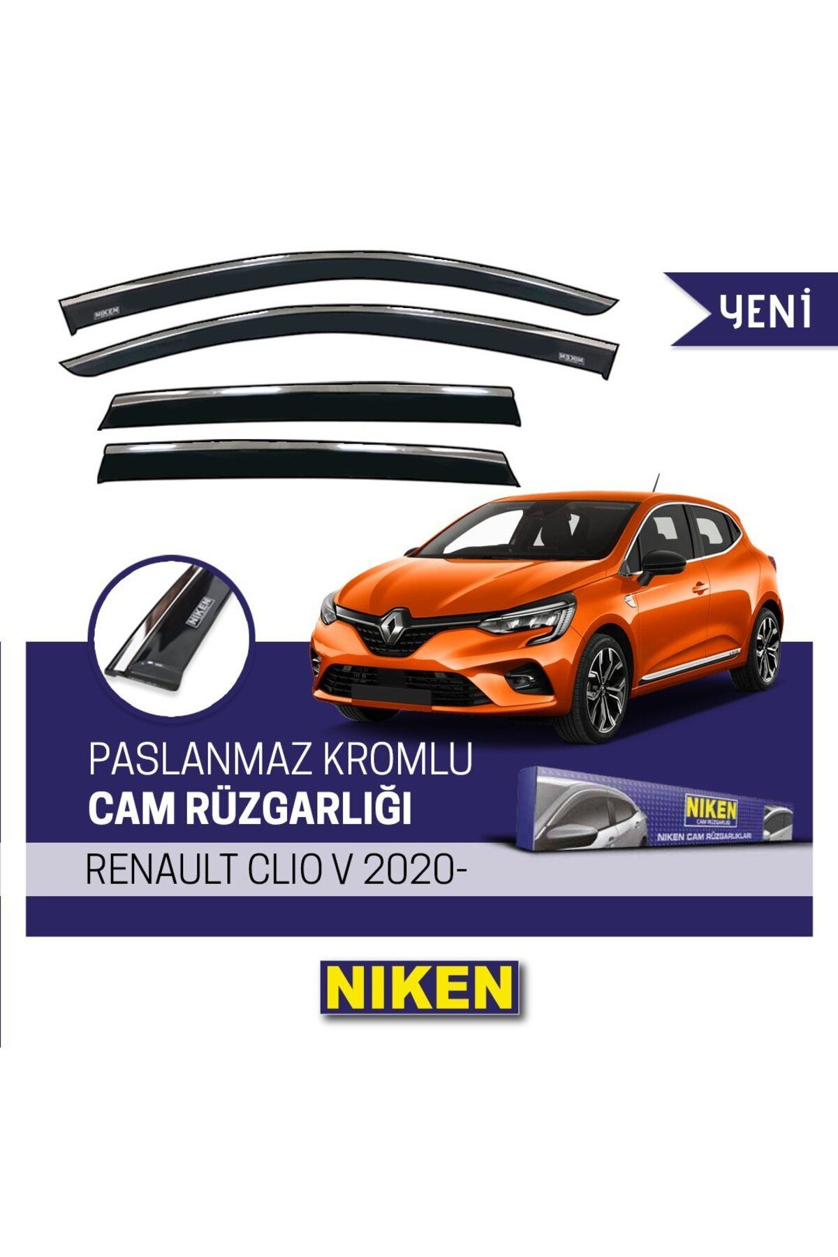 Niken Renault Clio 5 Kromlu Cam Rüzgarlığı 2020 Sonrası