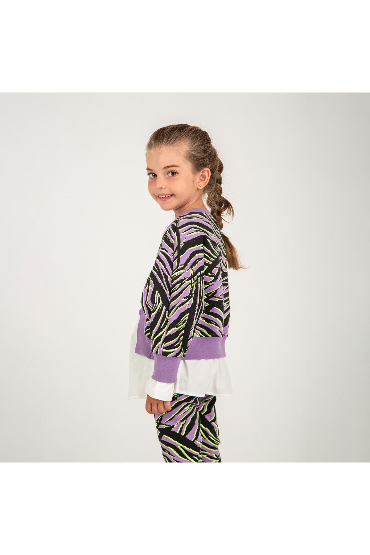 Panço Kız Çocuk Zebra Desenli Tunik