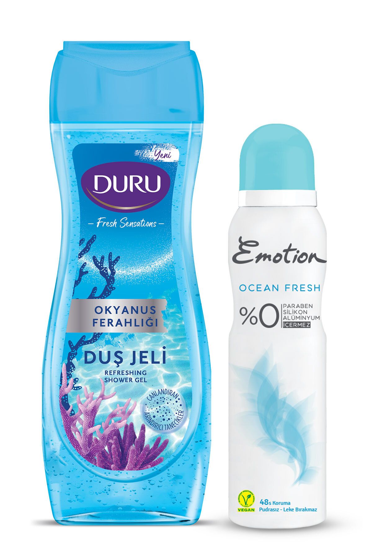 Emotion Ocean Fresh Deodorant 150 ml & Duru Fresh Sensations Okyanus Ferahlığı Duş Jeli 450 ml