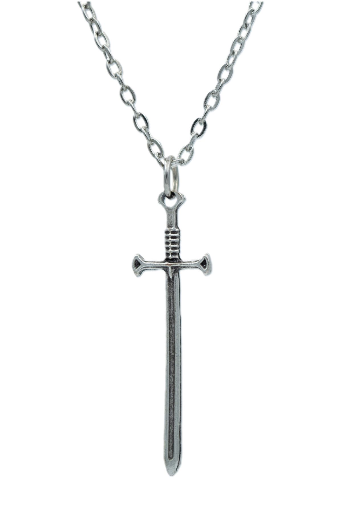Bu Farklı Kılıç Zincir Kolye - Gümüş Kaplama - Erkek Kadın Kolye - Kod:531