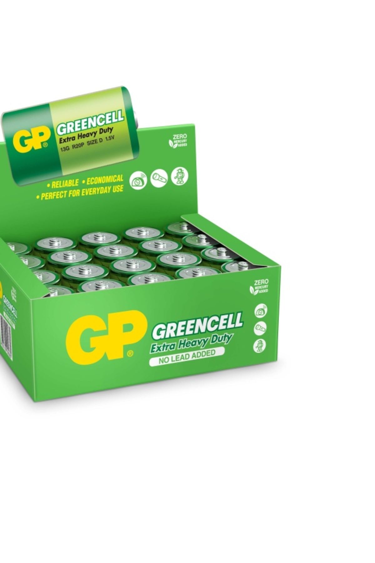 Genel Markalar Gp Greencel R20 Kalın D Boy Çinko Pil 20'li Paket Gp13-2s2