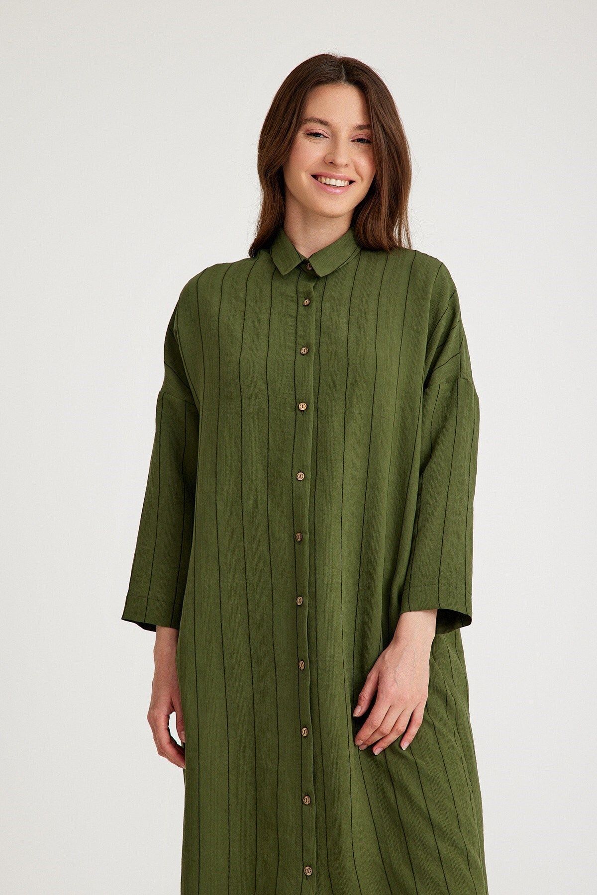 QANU Modal Oversize Gömlek Yeşil