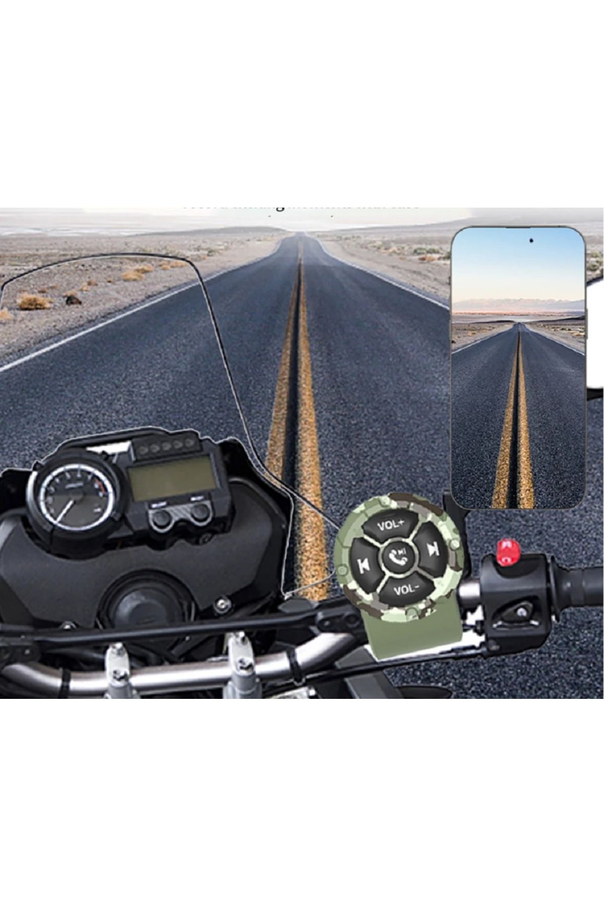 PeriStore Kablosuz Bluetooth Uzaktan Kumanda. Motosiklet, Bisiklet Gidon, Araba Direksiyon için Yeşil Pilli