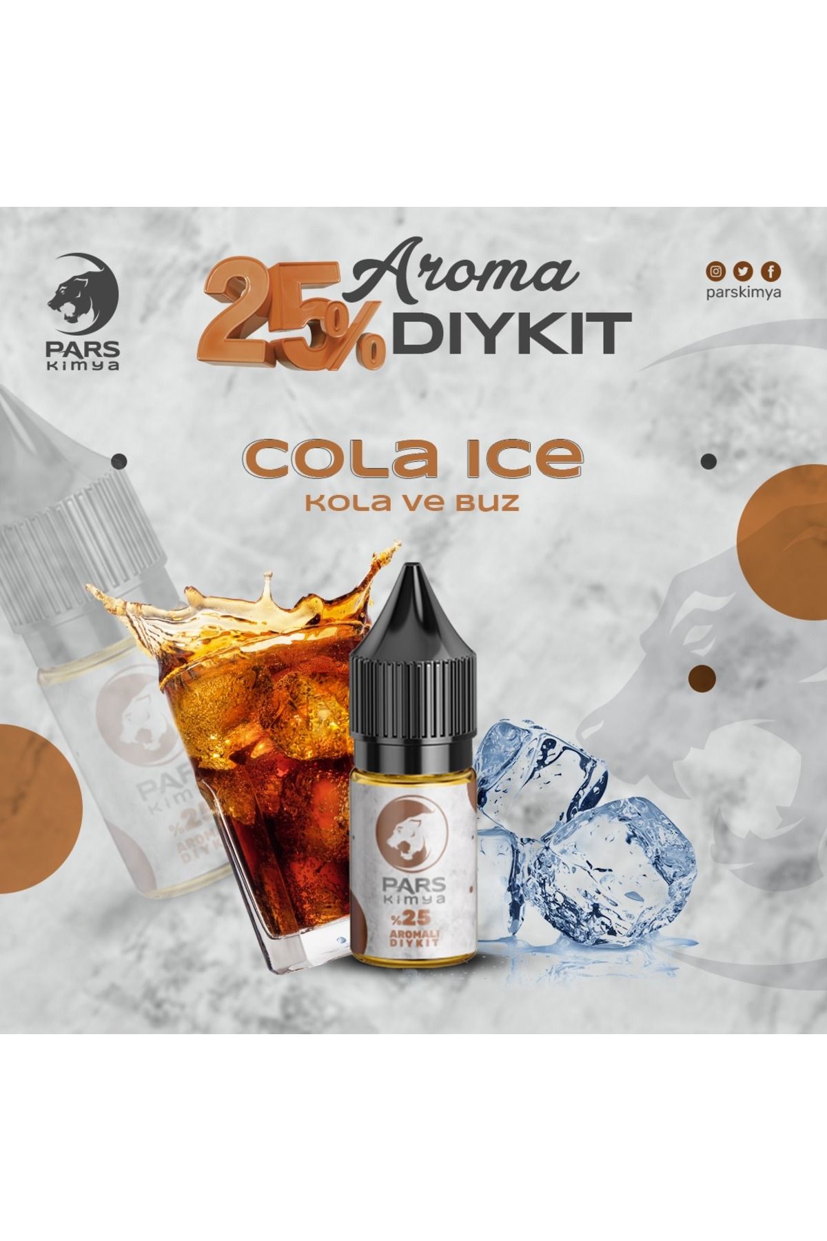 Pars Kimya %25 YÜKSEK AROMA COLA ICE 60 ML DIY-KİT AROMA 15 ML AROMA İÇERİR