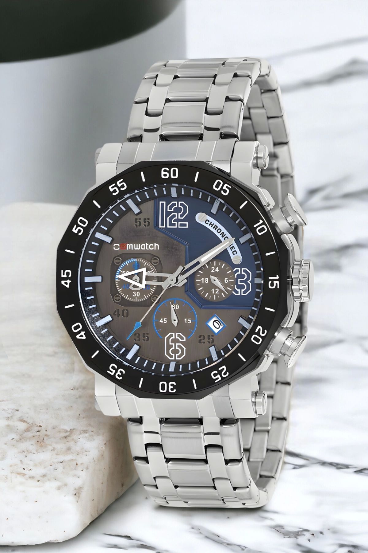 Comwatch Gümüş-mavi Zmcmw002 Erkek Kol Saati: Şıklık Ve Fonksiyonelliği Bir Arada Sunan Modern Tasar