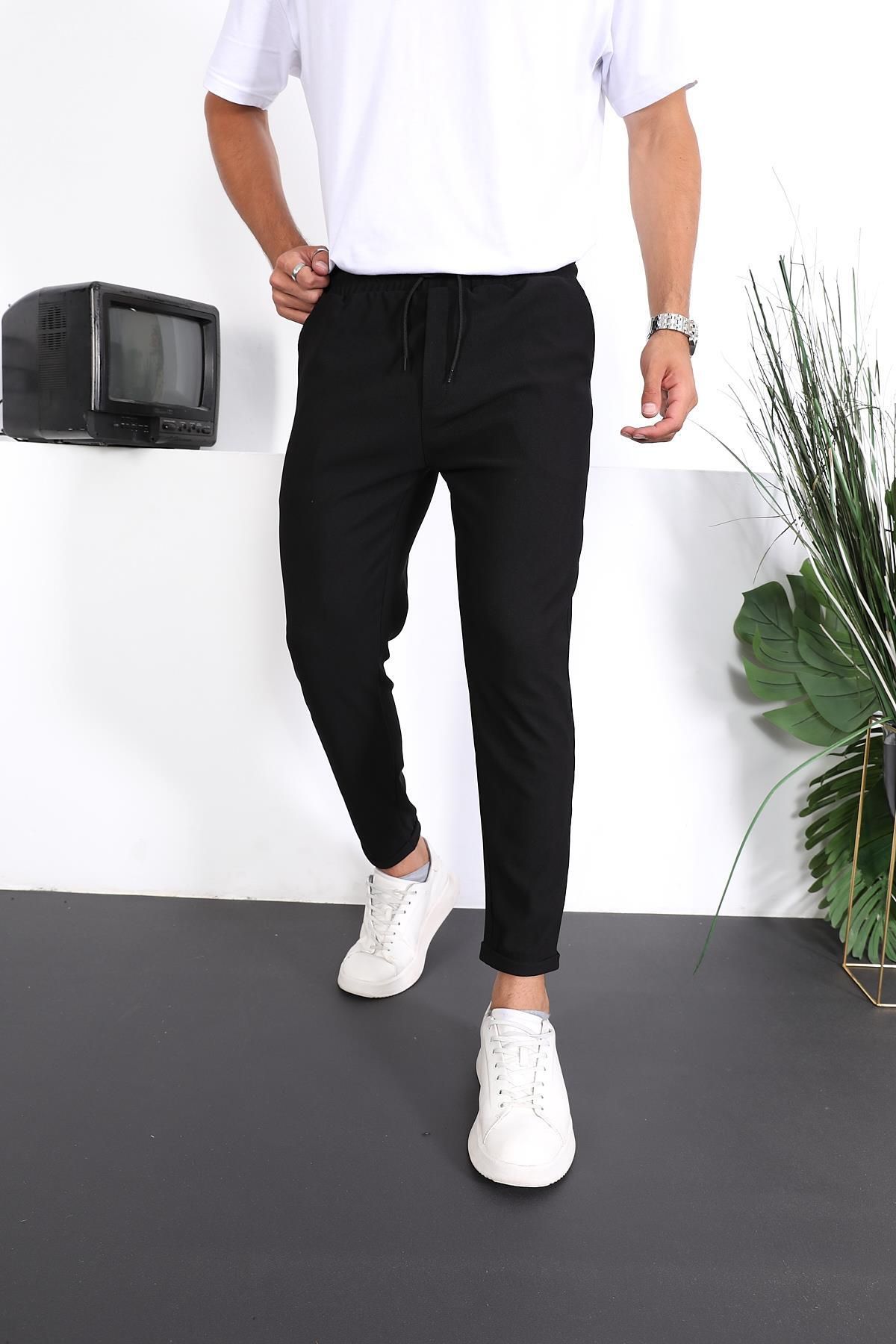 Valiberta Premium Dokulu Duble Paça Fit Pantolon - Siyah