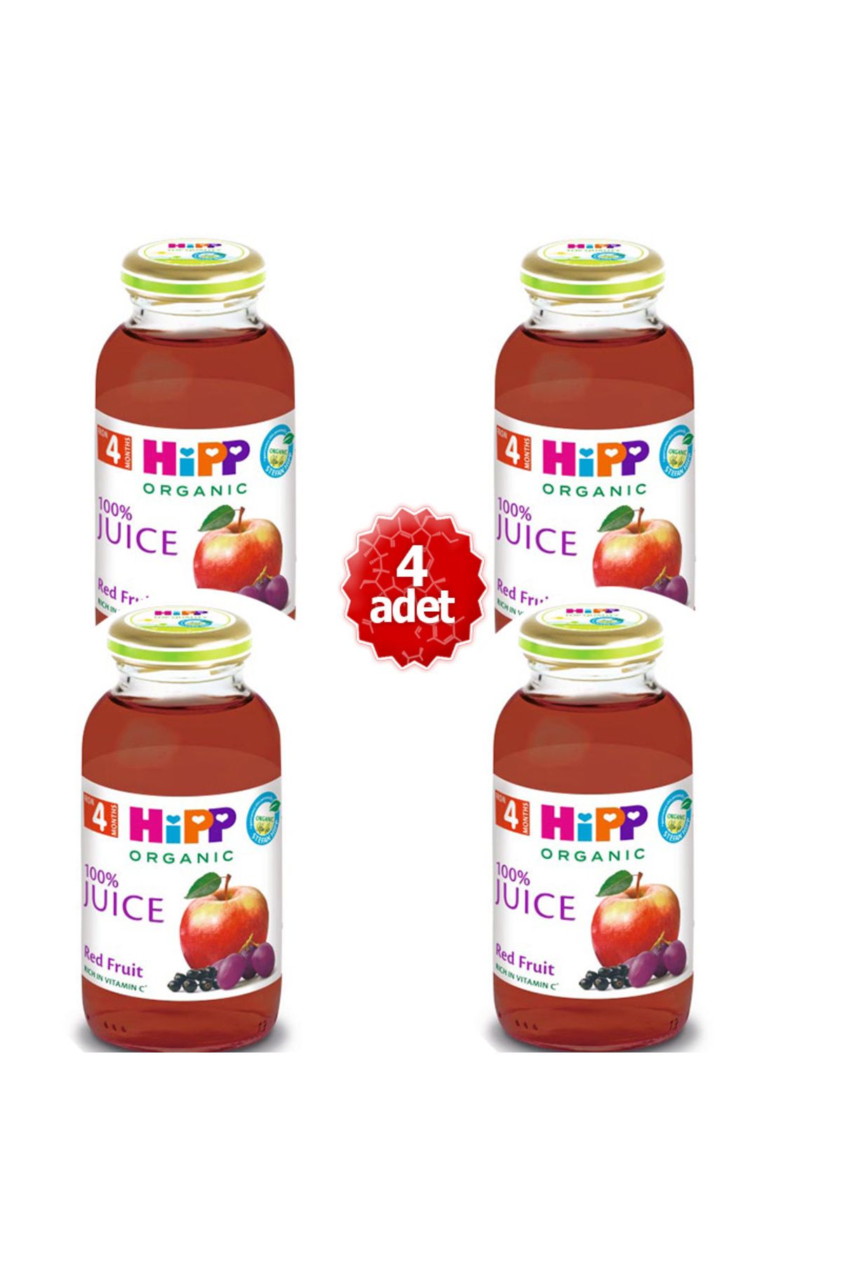 Hipp 4 Adet Kırmızı Meyveli Elma Suyu 200 ml