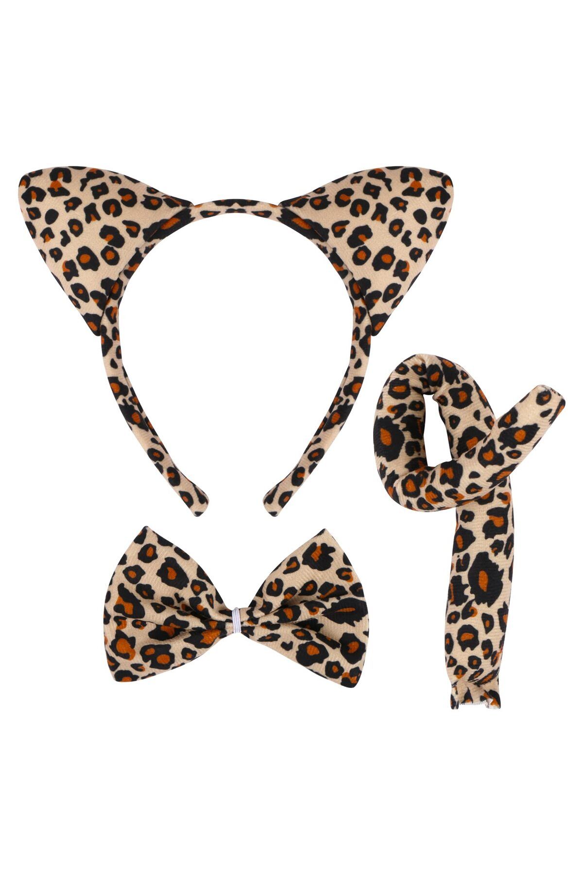 karinabest Leopard Ears Headband Tail and Bow Tie Animal Fancy Dress Cat Kostüm Parti Halloween