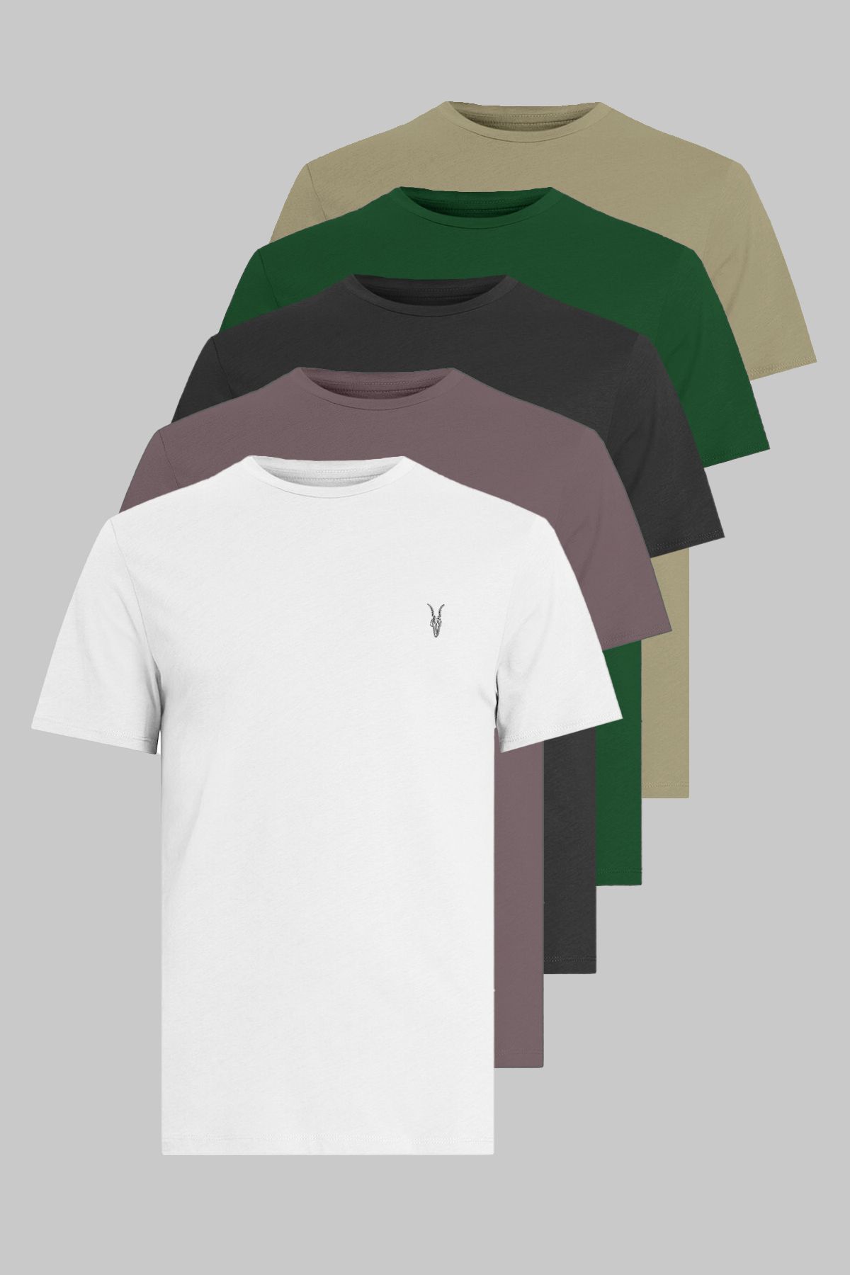 Kozik Erkek Tişört Standart Nakış Detaylı 5'li Tişört Paketi