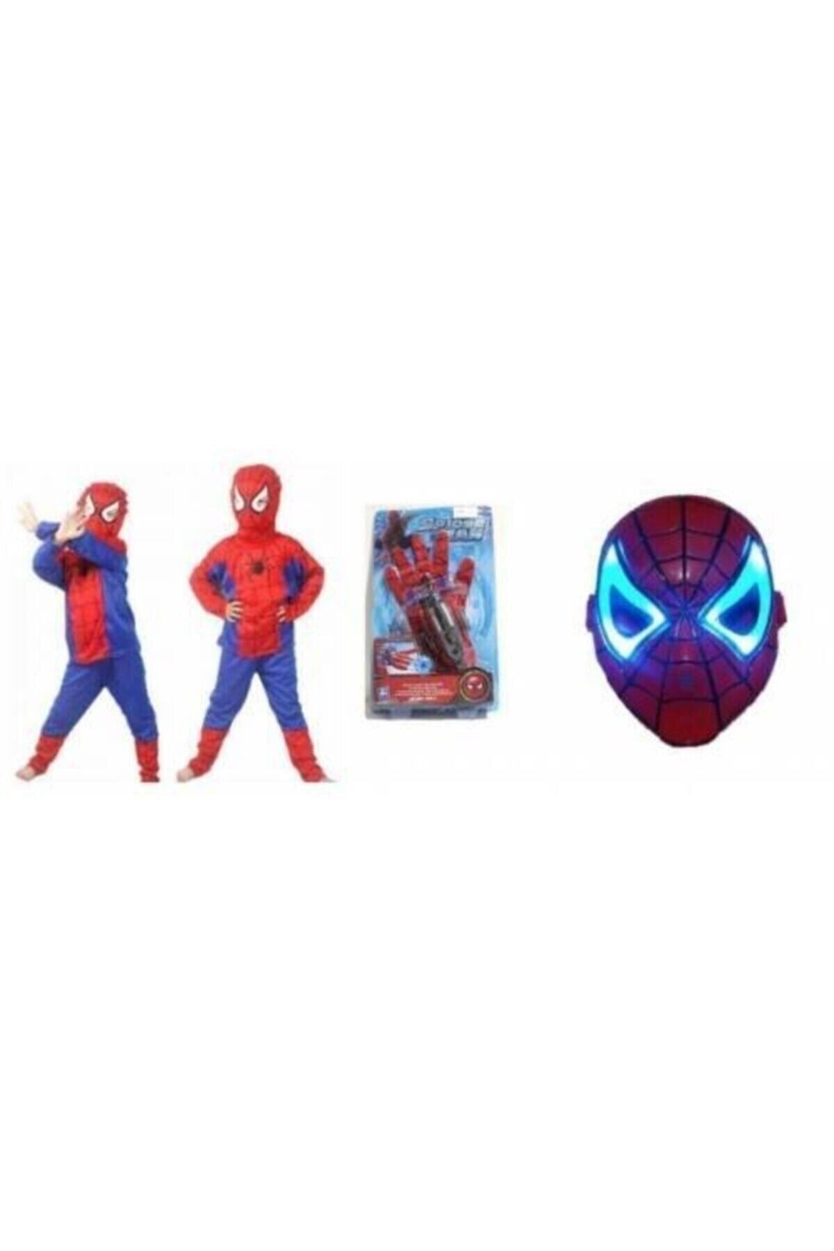 Genel Markalar 3 Ürün-örümcek Adam Kostümü 4-6 Yaş Spiderman Işıklı Maske + Vantuz Atan Eldiveni