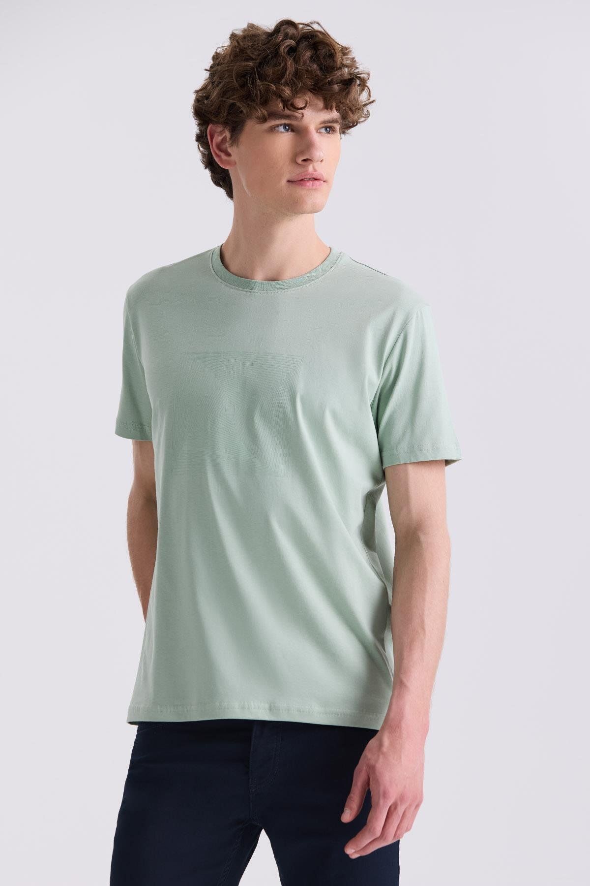 Jakamen Yeşil Slim Fit Bisiklet Yaka T-Shirt
