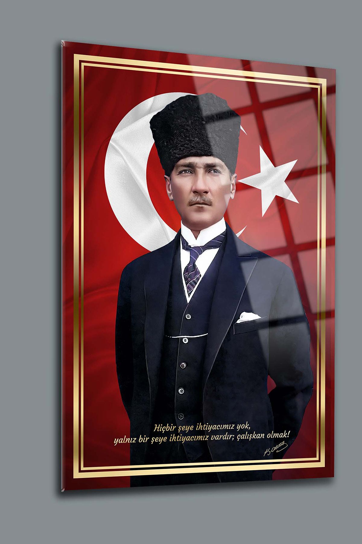 SRD Concept Atatürk 149 Cam Tablo-Atatürk Tablosu-Bayrak Tablosu