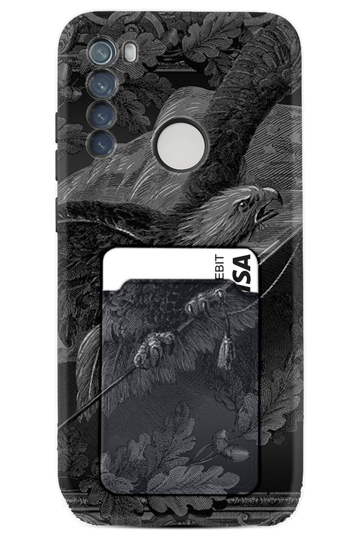 Kılıfland Xiaomi Redmi Note 8 Uyumlu  Kılıf Kartvizitli Kartlıklı Desenli Silikon Dark Eagle 1909