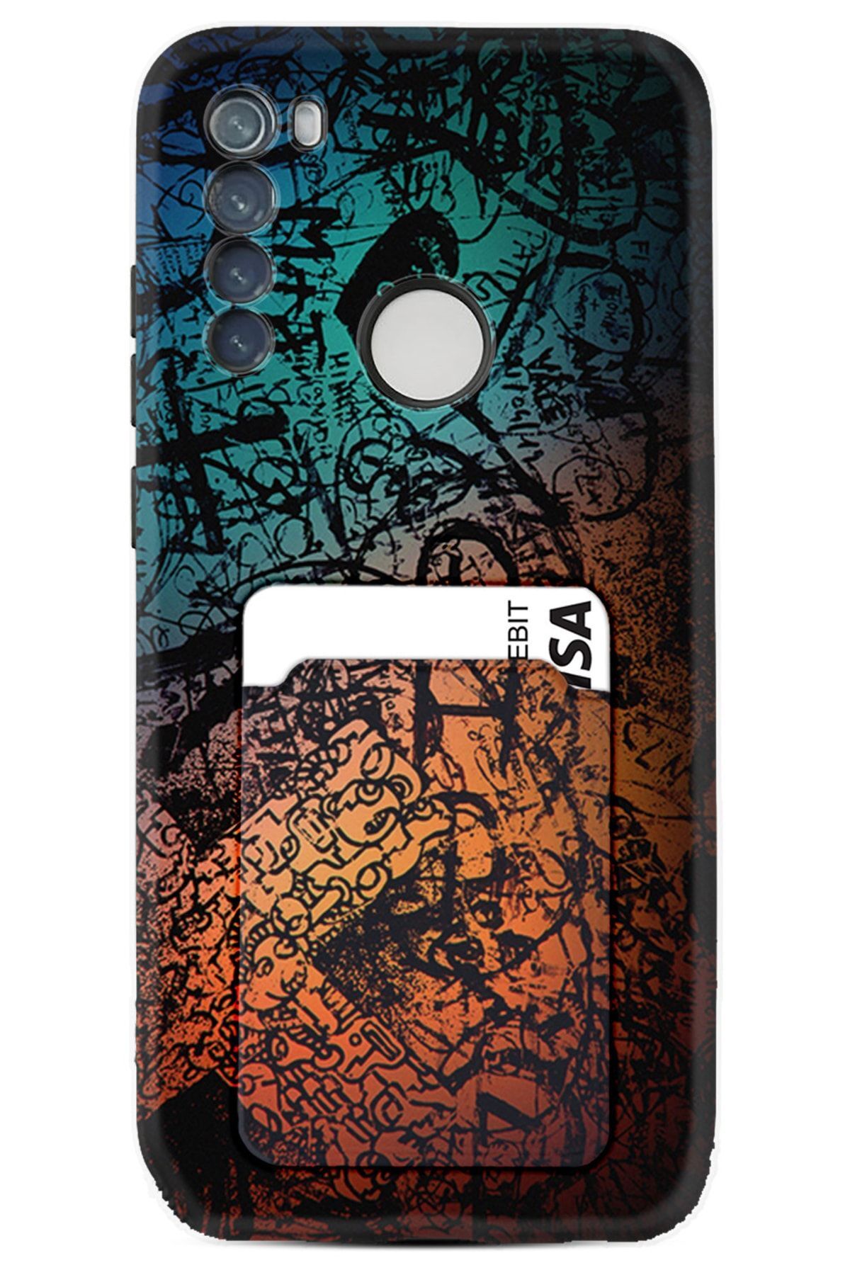 Kılıfland Xiaomi Redmi Note 8 Kılıf Kartvizitli Kartlıklı Desenli Silikon Işaretler Tuval 1716