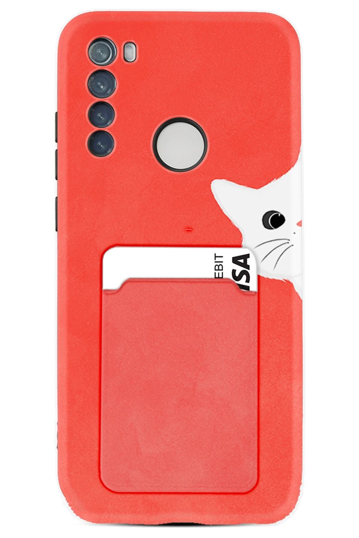 Kılıfland Xiaomi Redmi Note 8 Uyumlu Kılıf Kartvizitli Kartlıklı Desenli Silikon Kedoş 1735