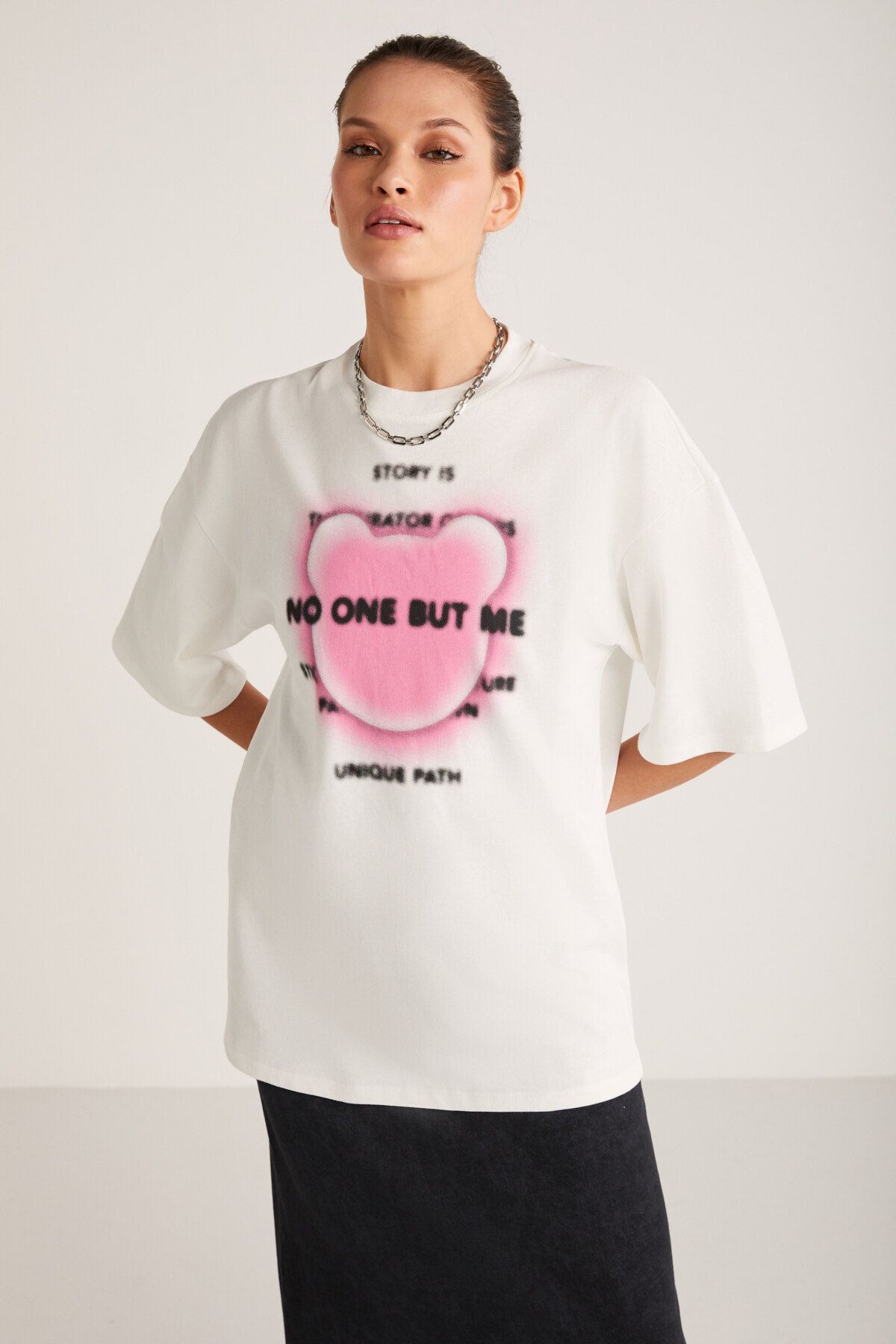 GRIMELANGE BUG Kadın Ekru T-Shirt