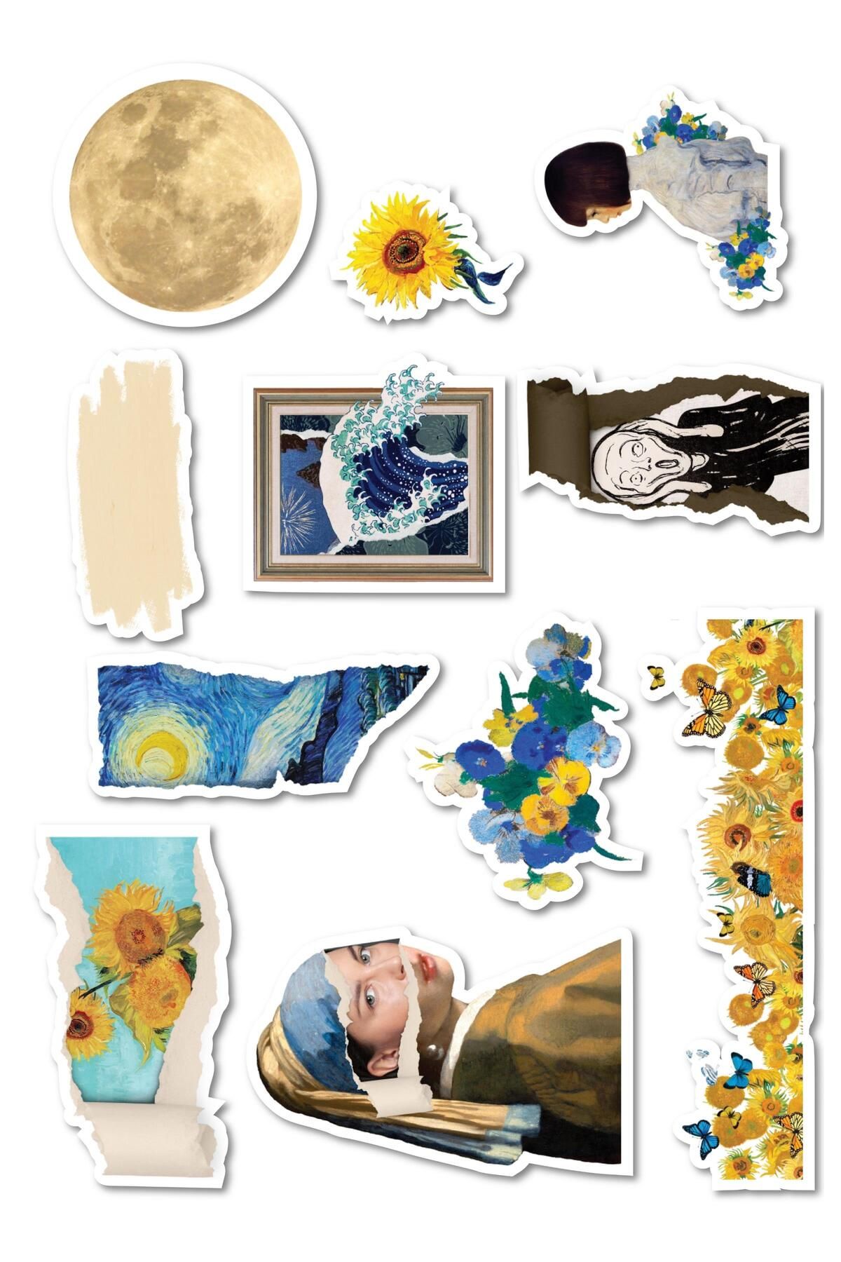 postifull Van Gogh Etiket Seti, Büyük Boy, 11 Adet Su Geçirmez, Vintage Sticker, Laptop, Telefon, Valiz Uyumlu