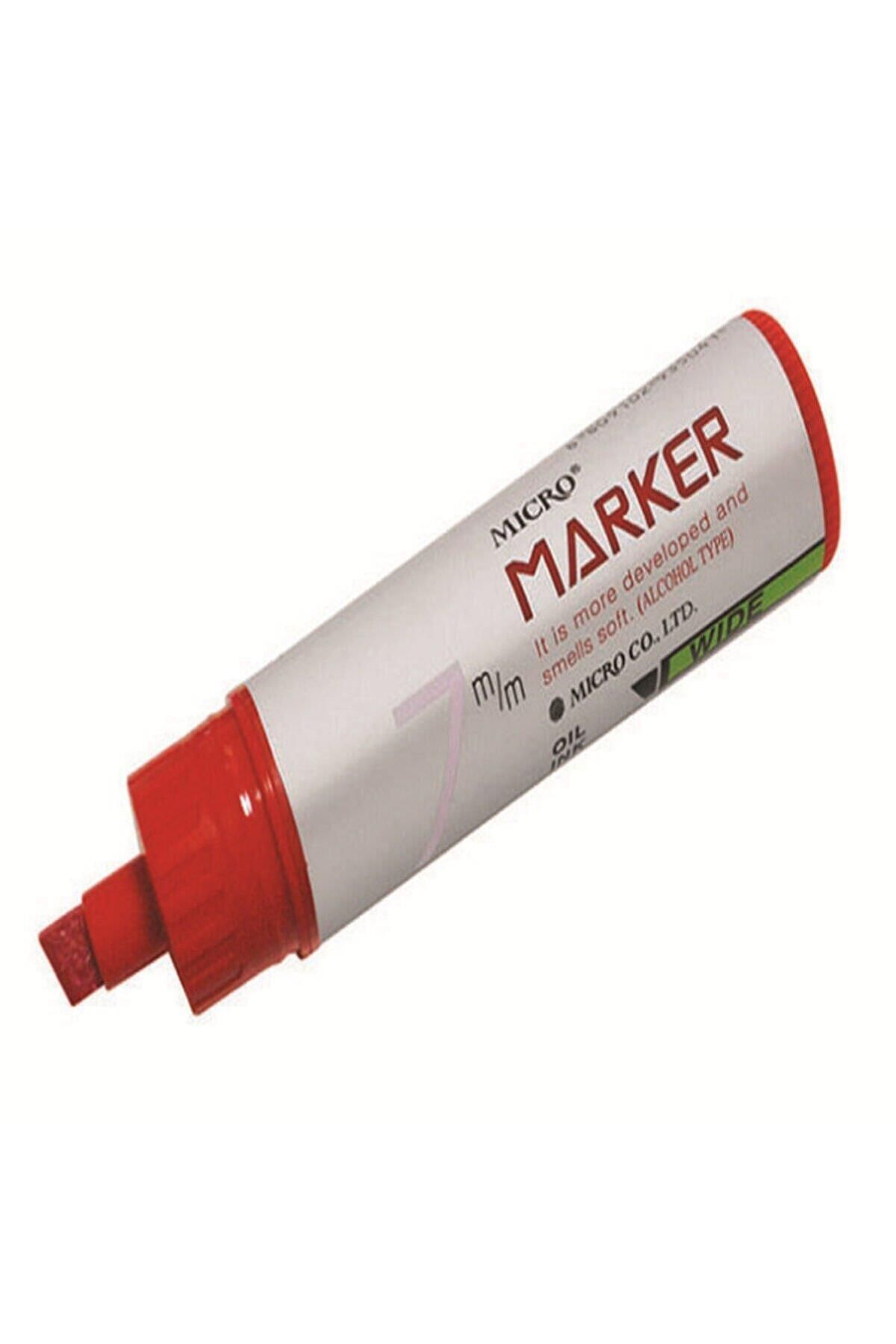 Micro Markör Permanent 7 Mm Kesik Uçlu Kırmızı Markör Kalem (12 Lİ PAKET)