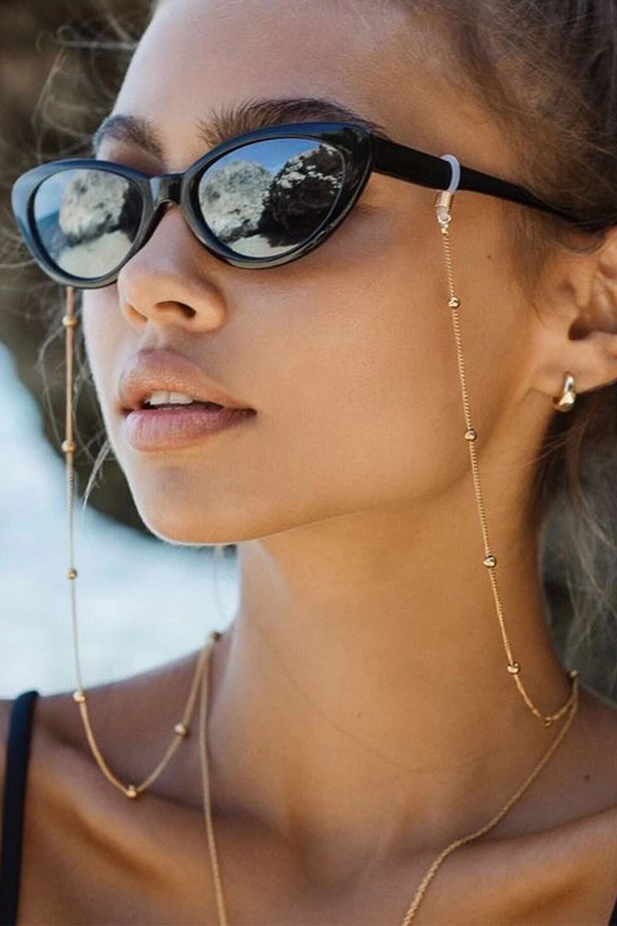 Tina Wear El Yapımı Minik Top Model Zincir Gözlük Askısı Ve Güneş Gözlüğü Aksesuarı - 96169