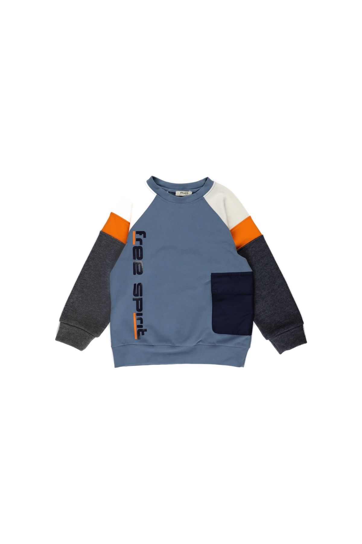 Panço Erkek Çocuk Blok Renkli Baskı Detaylı Sweatshirt